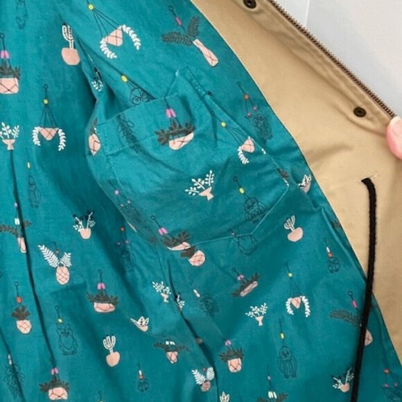 Betabrand Chore Cotton Twill Hooded Coat Khaki Morning Mess Women's Large - Picture 5 of 10